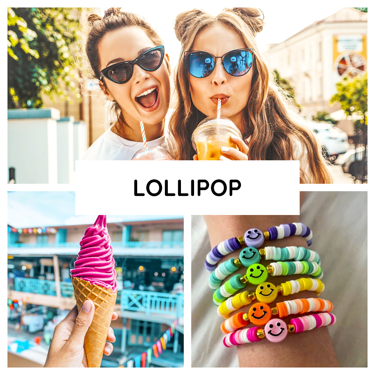 Productfoto van onze Lollipop Lightroom presets ontworpen om felle kleuren te accentueren Ideaal voor het verbeteren van je zomerse fotos Bekijk onze fotofilters goedkope presets en koop je presets vandaag nog